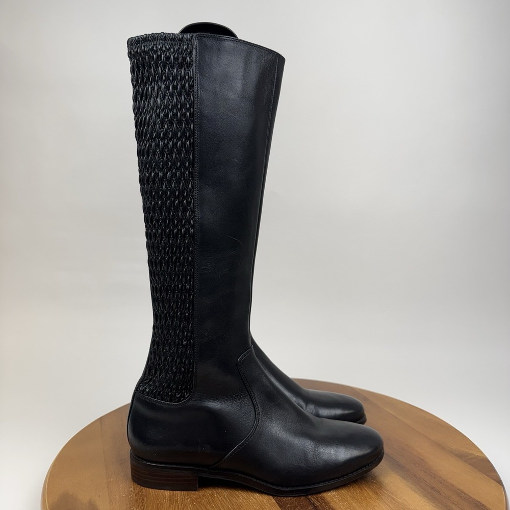 Womens Cole Haan Elverton Black Leather Tall Knee High Riding Boots Size 6.5 B